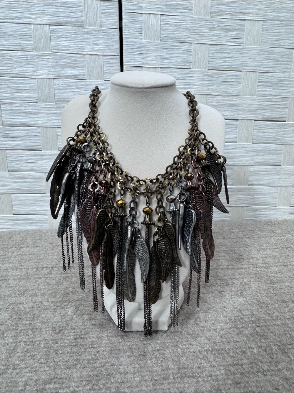 Bronze and Gunmetal Toned Statement Whimsy Goth Edgy Necklace